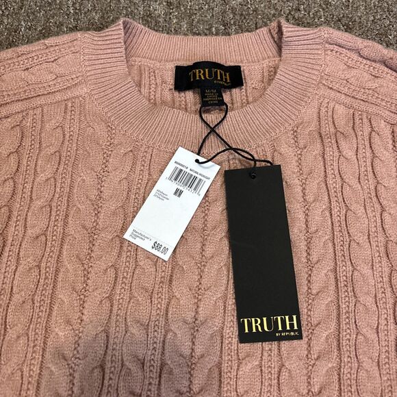 NWT TRUTH by Republic Textured Crewneck Peach Sweater Medium $88 New - Picture 5 of 8